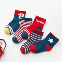 5 Pairs Baby Toddler Girls and Boy Print Slogan Socks