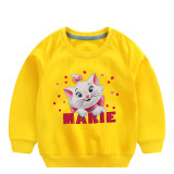 Toddler Girl Print and Slogan Cute Cat Long Sleeve Sweatshirt