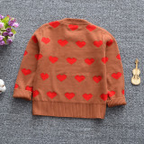 Toddler Girl Knit Pullover Red Hearts Pattern Sweater