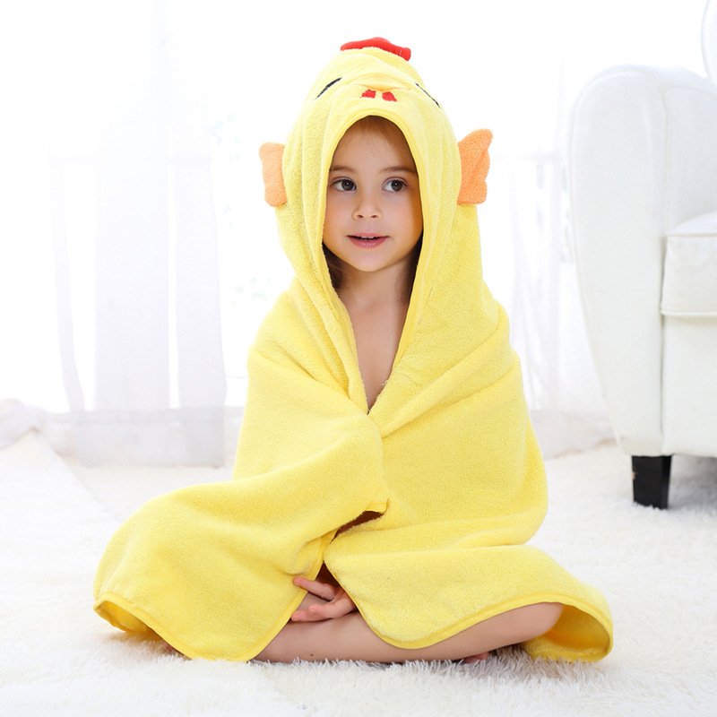Baby Yellow Chick Face Hooded Bathrobe Towel Bathrobe Cloak Size 28 *55 