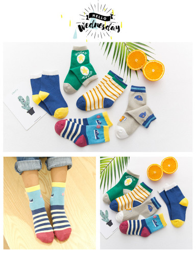 5 Pairs Baby Toddler Boy Print Socks