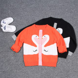 Toddler Girl Knit Cardigan Swans Thin Sweater
