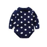 Baby Girl Dots High Collar Long Sleeve Cotton Bodysuit