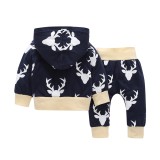 Baby Girl Deer Horn Hooded Long Sleeve Romper Pants Bodysuit Clothes Outfits Set
