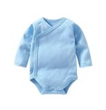 Baby Girl Pure Color Snaps Up Side Long Sleeve Cotton Bodysuit