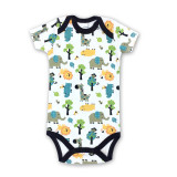 Baby Boy Print Animals Short Sleeve Cotton Bodysuit