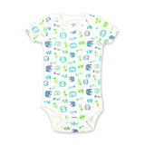 Baby Boy Print Green Elephant Short Sleeve Cotton Bodysuit