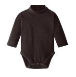 Baby Boy Pure Color High Collar Long Sleeve Cotton Bodysuit