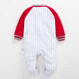 Baby Boy Print Baseball Uniform Footed Pajamas Sleepwear Cotton Infant One-piece（0-1Year）
