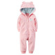 Baby Girl Zip-Up Pink Elephant Polar Fleece Long Sleeve One piece