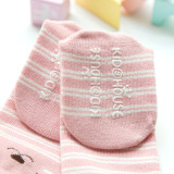 Baby Toddler Girl Anti-skid Socks Pink Stripes Print Bea Socks