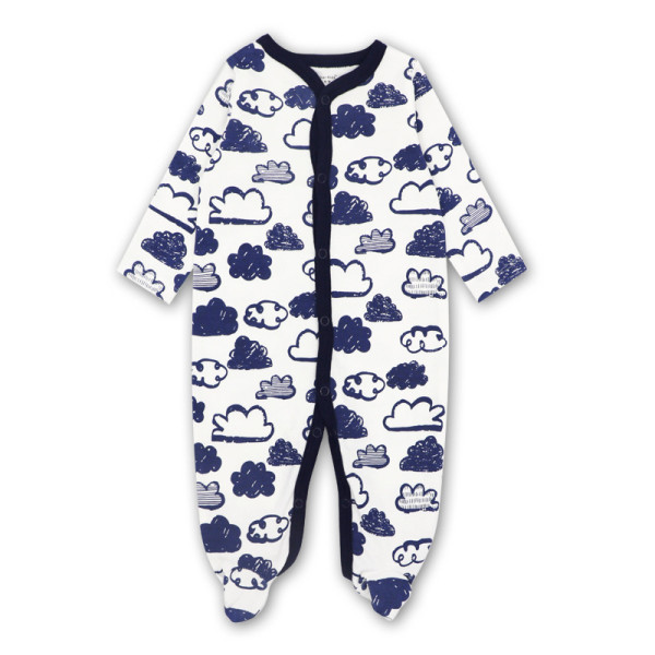 Baby Boy Print Navy Clouds Pajamas Sleepwear Cotton Infant One-piece（0-1Year）