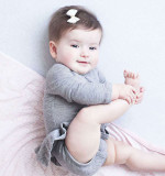 Baby Girl Pure Colors Peplum Cotton Long Sleeve Bodysuit