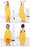 Baby Yellow Giraffe Face Hooded Bathrobe Towel Bathrobe Cloak Size 28 *55 
