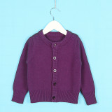 Toddler Girl Knit Cardigan Pure Color Sweater