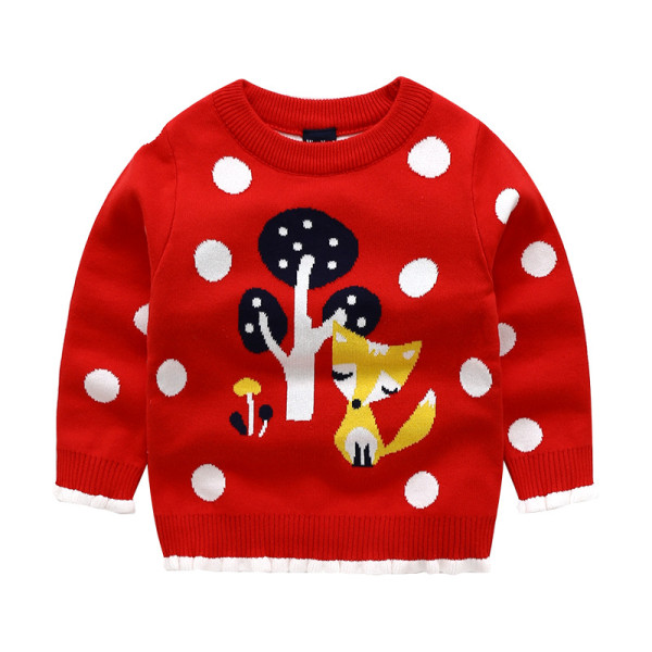 Toddler Girl Knit Pullover Sweater Fox Pattern
