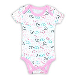 Baby Girl Print 3 Colors Hearts Short Sleeve Cotton Bodysuit