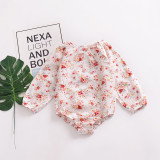 Baby Girl Red Flowers Cotton Long Sleeve Bodysuit