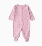 Baby Girl Snap-Up Print Pink Flamingos Footed Cotton Long Sleeve One piece （0-1Years）