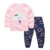 Toddler Girl 2 Pieces Pajamas Sleepwear Clouds Long Sleeve Shirt & Legging Sets