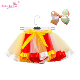 Toddler Girl Interval Color Layered Tulle Tutu Skirt Add Free Bow Clip