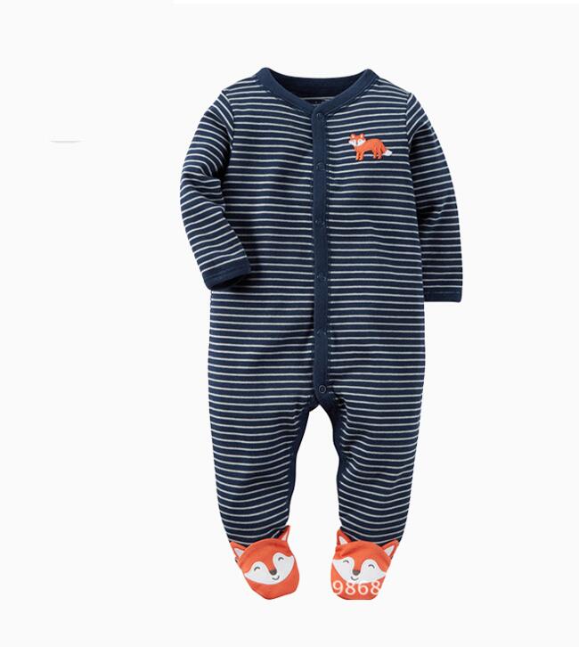 Baby Boy Snap-Up Navy Stripes Fox Footed Cotton Long Sleeve One piece （0-1Years）