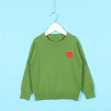 Toddler Girl Knit Pullover Red Heart Pattern Sweater