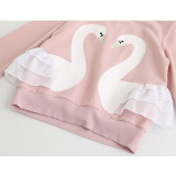 Toddler Girl 2 Pieces Two Swans Long Sleeve Sweatshirt and Pants Clothes Set Outfit