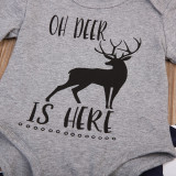 Baby Boy Print Slogan Deers Long Sleeve Bodysuit and Pants Clothes Outfits Set