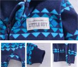 Baby Boy Hooded Zip-Up Geometric Stripes Polar Fleece Long Sleeve One piece