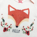 Baby Girl Print Fox Short Sleeve Cotton Bodysuit