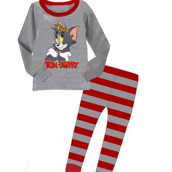 Toddler Boy 2 Pieces Pajamas Sleepwear Cat and Mouse Long Sleeve Shirt & Legging Sets