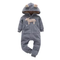 Baby Boy Zip-Up Grey Sheep Polar Fleece Long Sleeve One piece