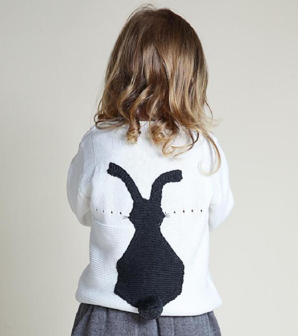 Toddler Girl Knit Pullover Cute Rabbit Back Sweater