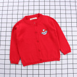 Toddler Girl Knit Cardigan Pure Color Sweater Dog Pattern