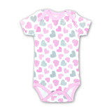 Baby Girl Print Pink Hearts Short Sleeve Cotton Bodysuit