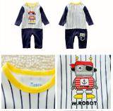 Baby Boy Snap-Up Print Robot Cotton Long Sleeve One piece
