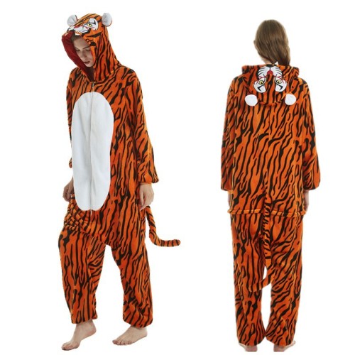 Unisex Adult Pajamas Brown Tiger Animal Cosplay Costume Pajamas