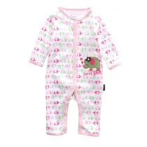 Baby Girl Snap-Up Print 3 Color Elephants Cotton Long Sleeve One piece