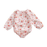Baby Girl Red Flowers Cotton Long Sleeve Bodysuit