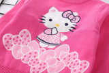 Toddler Girl Knit Pullover Sweater Ruffled Kitty Pattern