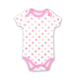 Baby Girl Print Pink Dots Short Sleeve Cotton Bodysuit