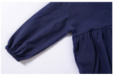 Baby Girl Navy Pure Colors Cotton Long Sleeve Bodysuit