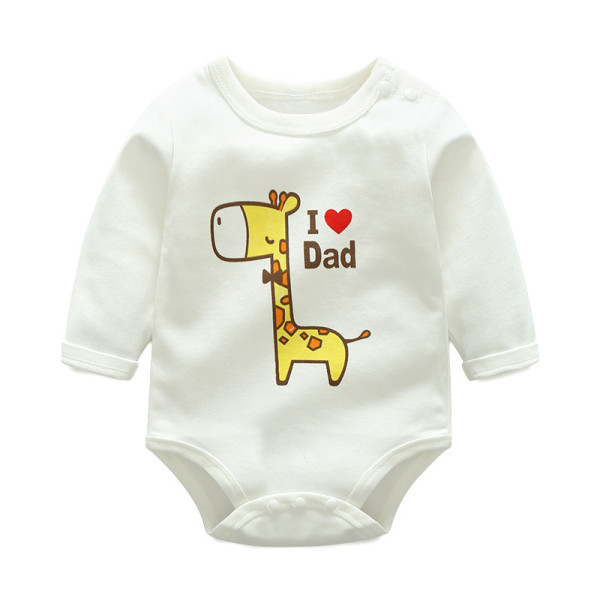 Baby Girl Print Giraffe Cotton Long Sleeve Bodysuit