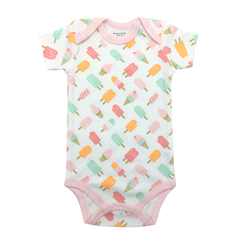 Baby Girl Print Ice-lolly Short Sleeve Cotton Bodysuit