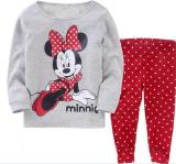Toddler Girl 2 Pieces Pajamas Sleepwear Grey Minnie Long Sleeve Shirt & Leggings Set