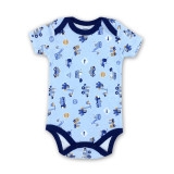 Baby Boy Print Blue Trucks Short Sleeve Cotton Bodysuit