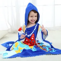Baby Blue Sea Face Hooded Bathrobe Towel Bathrobe Cloak Size 28 *55 
