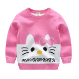 Toddler Girls Knit Pullover Upset to Keep Warm Kitty Sweater