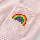 Toddler Girl Knit Cardigan Sweater Embroidery Rainbow Pattern